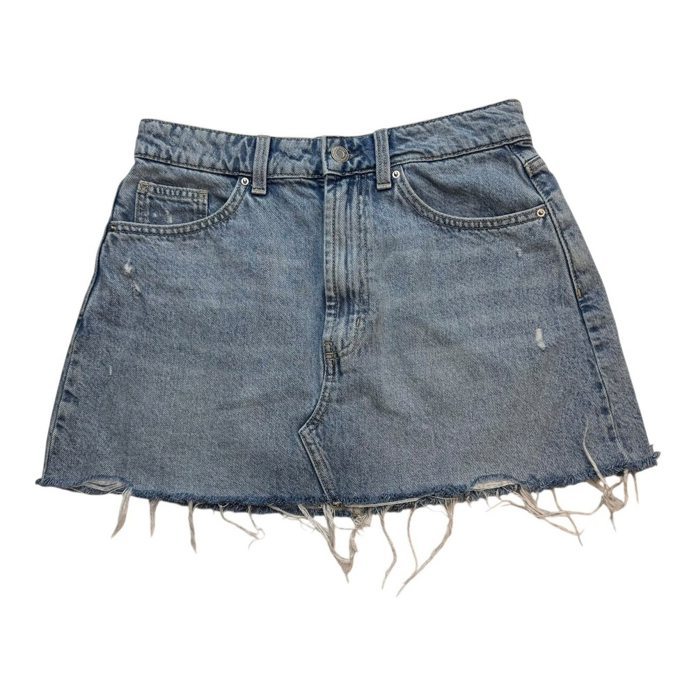 Cotton On Denim Mini Skirt Distressed Raw Hem Y2K 28